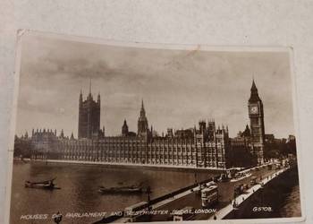 Pocztówka widokówka Pałac i most Westminsterski, Zegar Big Ben