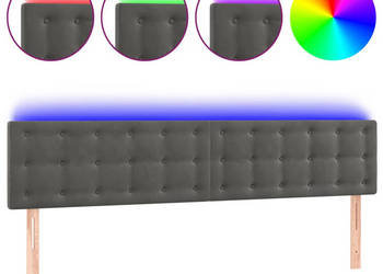 Zagłówek do łóżka z LED ciemnoszary 200x5x78/88 cm aksamit WM-3122113