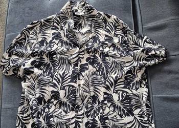Męska koszula hawajska X-MAIL r. XXL Czarno-biała w liście monstera
