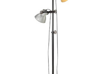 Lampa podłogowa z 2 kloszami srebrna E27 żeliwo WM-320583