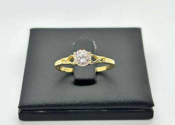 Nowy złoty pierścionek pr 585 1,81g (Rozmiar 16) Cyrkonia, Ocechowany