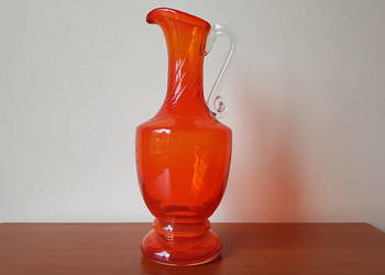 Kanelowany dzbanek, Fiedorowicz, Ząbkowice / Staszic, kolorowe szkło PRL