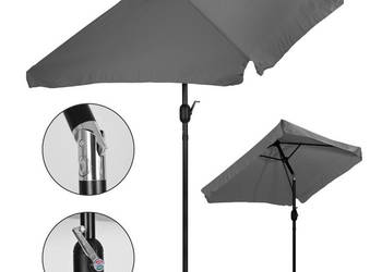 Prostokątny duży parasol ogrodowy skośny łamany z korbą szary 200x140 cm M…