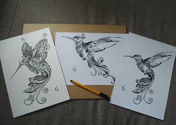 Rysunki: 3 kolibry - cienkopis, A4, 250 g/m2
