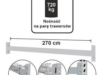 Trawers schodkowy MAGO HX L-270 cm 8×5 cm nośność  720 kg (5N080) szary
