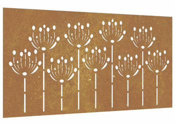 Ogrodowa dekoracja ścienna 105x55 cm stal kortenowska kwiaty WM-824499