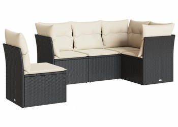 5-cz. zestaw wypoczynkowy do ogrodu poduszki czarny rattan PE WM-3249475