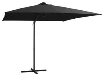 Parasol wiszący z LED i stalowym słupkiem 250x250 cm czarny WM-46996