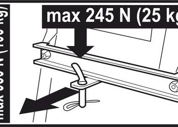Naklejka BHP na traktorek dotycząca maksymalnego obciążenia zaczepu tylnego