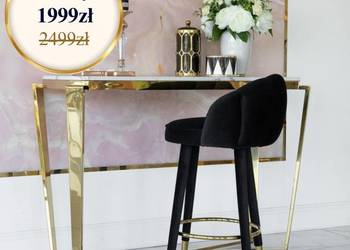 Hoker glamour tapicerowany do jadalni, barku, wyspy czarny złoty