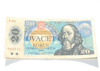 Stary banknot 20 koron Czechosłowacja 1988 antyk