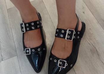 (40) New Look/ Czarne baleriny wieczorowe z Londynu, NOWE
