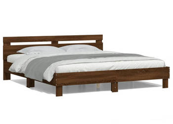 Rama łóżka z wezgłowiem i LED brązowy dąb 200x200 cm WM-3207524