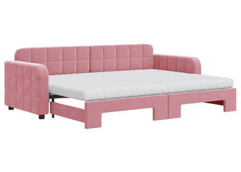 Sofa rozsuwana z materacami różowa aksamit 80x200 cm WM-3196949