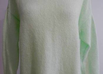 Sweter Wełniany Moherowy Oversize Pastelowy Pistacjowy Kolor H&M 38