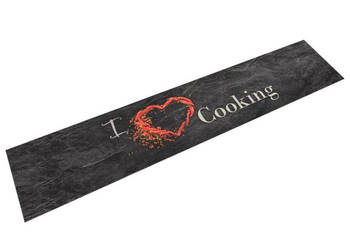 Dywanik kuchenny wzór z napisem Cooking czarny 60x300 cm WM-136551