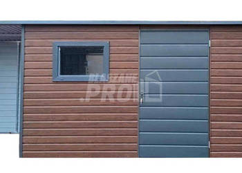 Schowek - domek ogrodowy 5x1,5m + wiata 1,5m Okno Drewnopodobny GP451