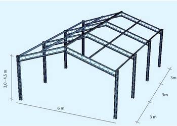 Hala, Magazyn, Wiata, Garaż, 6 m x 6 m, h= 3m, NOWA !!!,