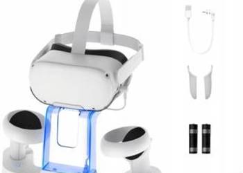 Stacja ładująca LED do gogli kontrolerów Oculus Quest VR biała