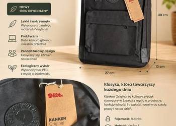 Plecak Kanken 16L czarny NOWY miejski szkolny