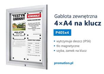 Zewnętrzna gablota ogłoszeniowa 4×A4 do przedszkola i wspólnoty P405x4