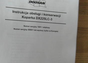dtr instrukcja obsługi koparka doosan DX225lc-3 i inne