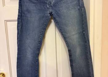 Jeansy męskie 32/32 Carry granatowe z przetarciami bawełna ze streczem