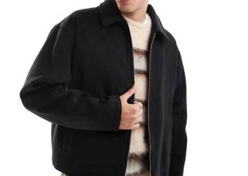 Asos design czarna klasyczna kurtka z kołnierzem S