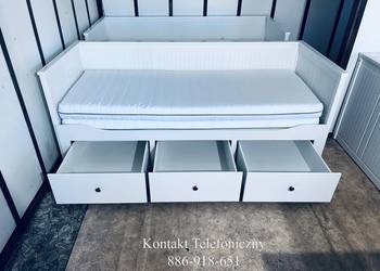 IKEA HEMNES Łóżko Leżanka z 3 szufladami 2 materace IKEA, białe Transport