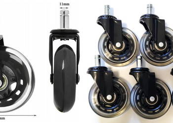 Nowe Kółka Kauczukowe Silikonowe do fotela krzesła 75mm
