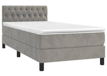 Łóżko kontynentalne z materacem i LED szare aksamit 90x190 cm WM-3134555