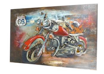 Metalowy obraz na ścianę 3D motocykl harley route 66