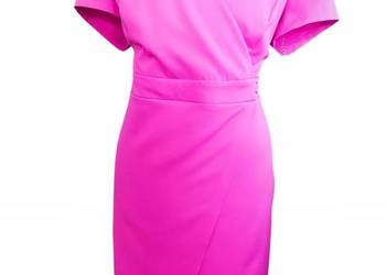 Elegancka sukienka kopertowa fuksjia- rozmiar 52 Vegas bust 120cm