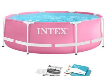 Basen stelażowy okrągły dla dzieci 244x76 cm różowy INTEX 28290