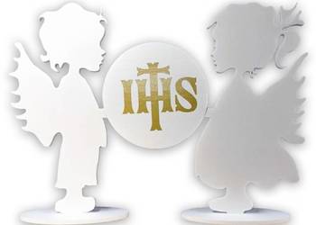 Duże Anioły z hostią. Dekoracja pod ołtarz.Pierwsza Komunia