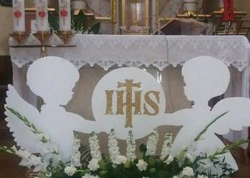 2 Duże anioły 100 cm x 3cm z hostią na Pierwszą Komunię