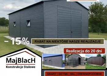 Garaż Blaszany Grafitowy | Montaż Gratis | Wiata | PRODUCENT Maj-Blach