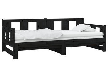 Łóżko rozsuwane czarne lite drewno sosnowe 2x(80x200) cm WM-820291