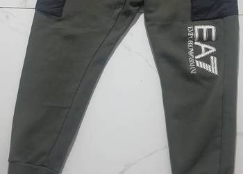 Spodnie dresowe EA7 Emporio Armani męskie M khaki, oryginalne, bardzo dobry