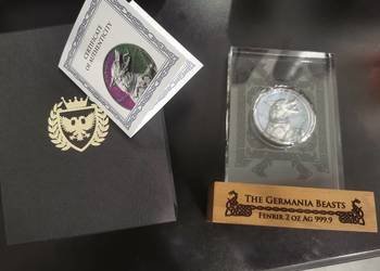 Fenrir moneta Germania Beasts 2 Oz High Relief UV