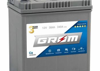 Akumulator  38Ah 340A EN GROM Premium Japan Prawy Plus DTR
