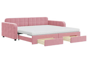 Sofa rozsuwana z szufladami różowa aksamit 100x200 cm WM-3197011