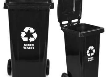 Kosz na śmieci pojemnik 120L kubeł śmietnik czarny odpady zmieszane gumowe…