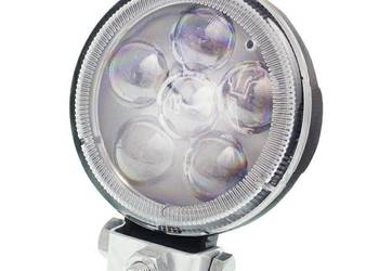 LAMPA ROBOCZA LEDOWA OKRĄGŁA,  5 LED SOCZEWKA SREBRNA, 10-30V, FI 90MM