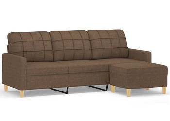 3-osobowa sofa z podnóżkiem brązowy 180 cm tkaniną WM-3201004