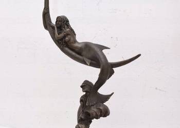 Syrena Na Księżycu - Księżyc - Nowoczesna Figura Rzeźba z Brązu - Dekoracja