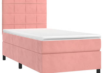 Łóżko kontynentalne z materacem i LED różowy aksamit 80x200 cm WM-3136094