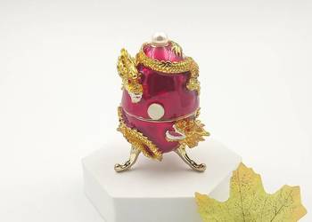 Jajko jajo faberge pojemniki szkatułka czerwone styl złote smoki
