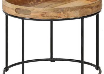vidaXL Stolik kawowy, lite drewno mango i stal, 50 x 40 cm (SKU:246672)