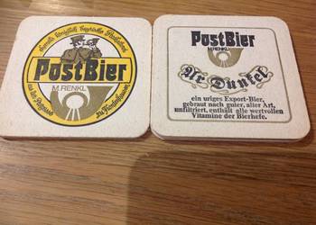 Stara Podkładka pod Piwo PostBier M.RENKL - 6 szt Dwustronna
